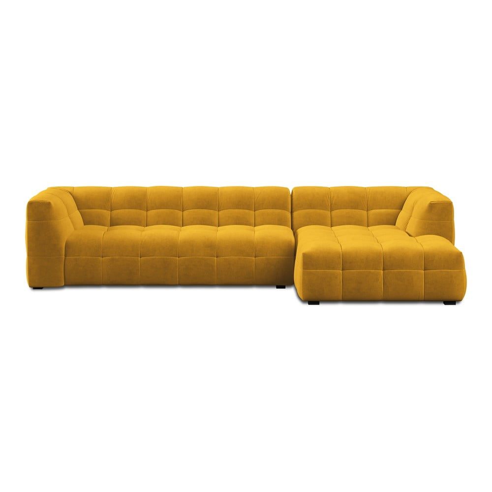 Žltá zamatová rohová pohovka Windsor & Co Sofas Vesta