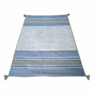 Modro-sivý bavlnený koberec Webtappeti Antique Kilim