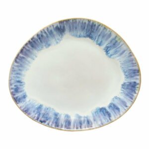 Bielo-modrý kameninový oválny tanier Costa Nova Brisa