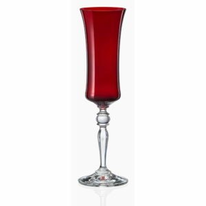 Súprava 6 červených pohárov na šampanské Crystalex Extravagance