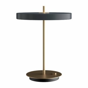 Antracitovosivá LED stolová lampa so stmievačom s kovovým tienidlom (výška  41