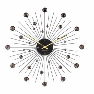 Nástenné hodiny z krištáľov čiernej farby Karlsson Sunburst