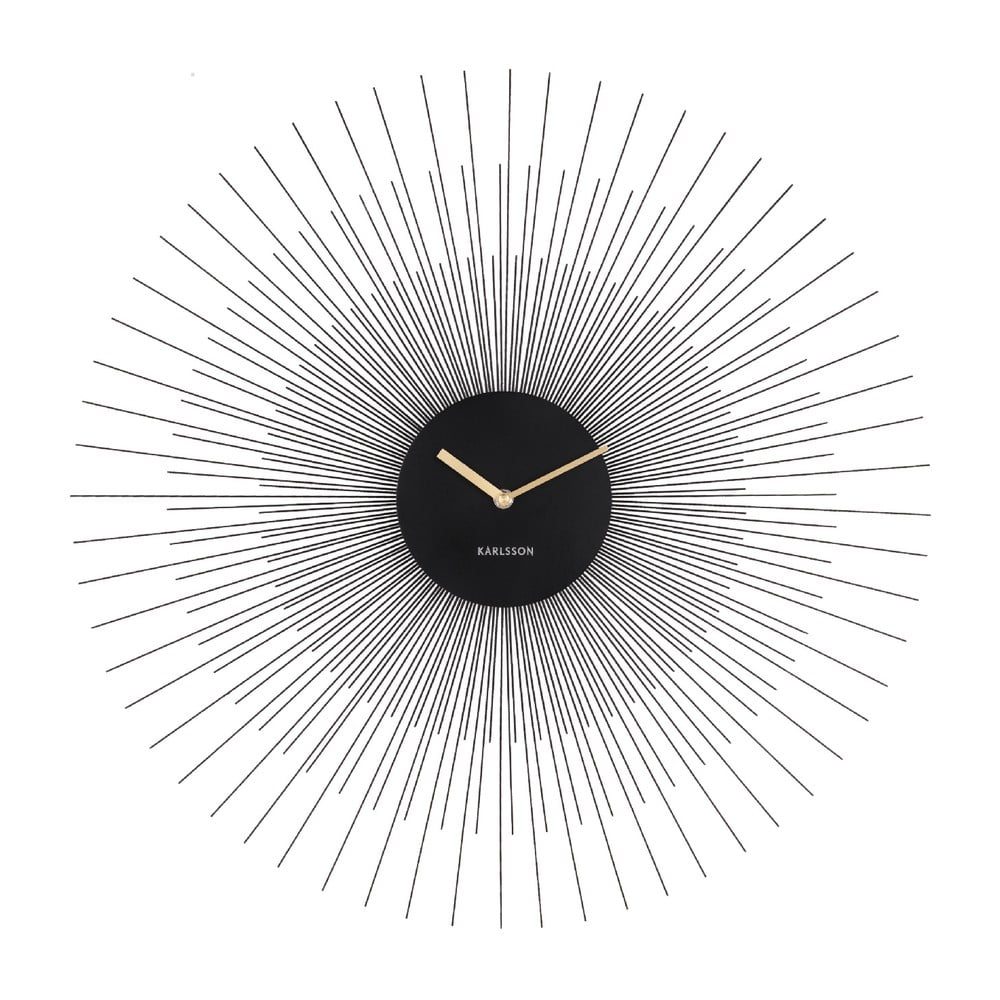 Čierne nástenné hodiny Karlsson Peony Large
