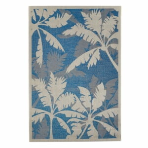 Modro-sivý vonkajší koberec Floorita Palms Blue