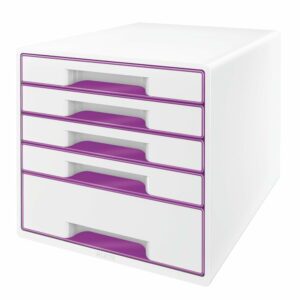 Bielo-fialový zásuvkový box Leitz WOW CUBE