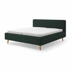 Zelená menčestrová posteľ s roštom a úložným priestorom Meise Möbel Mattis Cord