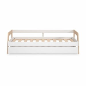 Biela/prírodná detská posteľ z borovicového dreva s výsuvným lôžkom a úložným priestorom 90x200 cm Carrie - Marckeric