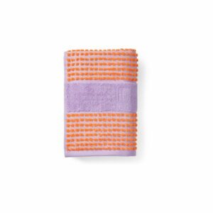 Oranžový/v levanduľovej farbe uterák z Bio bavlny 50x100 cm Check – JUNA