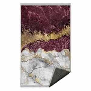 Vínovočervený/biely umývateľný koberec 80x140 cm – Mila Home