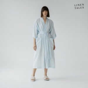 Svetlo modrý ľanový župan veľkosť L/XL Summer - Linen Tales