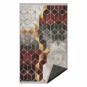 Vínovočervený/sivý umývateľný koberec 120x180 cm – Mila Home
